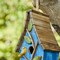Set of 2 9.5''H Distressed Solid Wood Decorative Outdoor Garden Birdhouse with Natural Wood Slatted Roof and 3D Tree